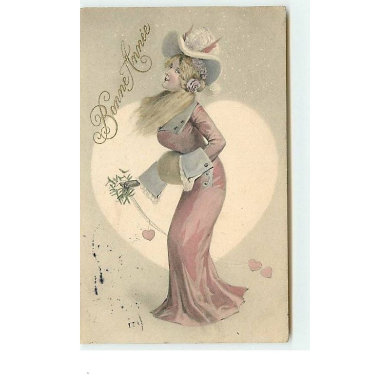n°12835 - Bonne Année - Jeune femme