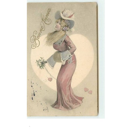 n°12835 - Bonne Année - Jeune femme