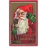 n°26490 - Carte Gaufrée - Noël - Hello Merry Christmas - Père Noël au téléphone