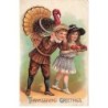 n°26492 - Carte Gaufrée - Thanksgiving Greetings - Jeune couple, le garçon portant la dinde