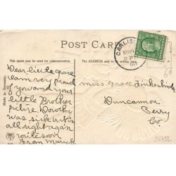 n°26492 - Carte Gaufrée - Thanksgiving Greetings - Jeune couple, le garçon portant la dinde