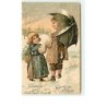n°12837 - Carte Gaufrée - Heureuse Année - Enfants sous la neige