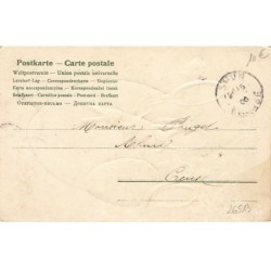 n°26513 - Carte Gaufrée - Joyeuses Pâques - Lièvre en vélo transportant un oeuf
