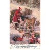 n°26530 - Oilette - Christmas Greetings - Père Noël regardant son traîneau renversé, avec les jouets dans la neige