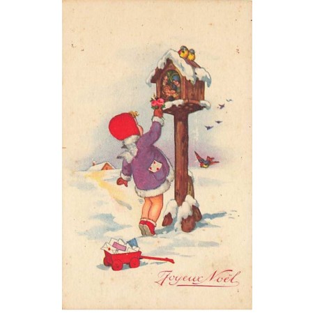 n°26532 - Baumgarten ? - Joyeux Noël - Fillette déposant des fleurs dans une crèche