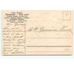 n°12842 - Carte Gaufrée - Bonne année - Anges lançant des dés et des trèfles à 4 feuilles