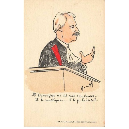 n°26556 - Illustrateur - A. Cer - Mr Demogue ne dit pas son cours il le mastique... il le pulvérise - juriste