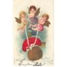 n°26573 - Carte Gaufrée - Nouvel An - MSIB 13550 - Anges emportant un champignon