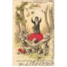 n°26574 - Carte Gaufrée - Nouvel An - Lutin faisant danser des anges autour d'un champignon