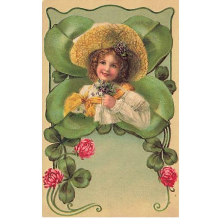n°26585 - Carte Gaufrée - Fantaisie - Jeune fille tenant un bouquet de violettes