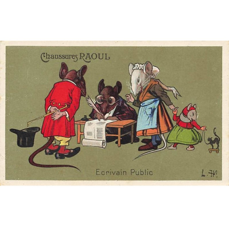 n°26594 - Fantaisie - Animaux habillés - Chaussures Raoul - Ecrivain Public - Rats et souris habillés