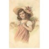n°26597 - Fantaisie - Meissner - Jeune fille portant une hotte remplie de fleurs des champs dont des coquelicots