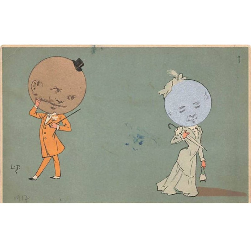 n°26598 - Fantaisie - L.T.T - Lune et soleil humanisés - Surréalisme