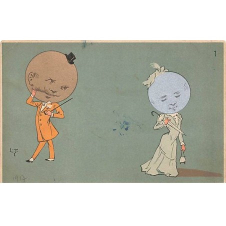 n°26598 - Fantaisie - L.T.T - Lune et soleil humanisés - Surréalisme