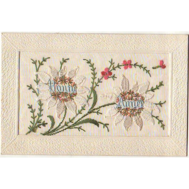 n°12854 - Carte Brodée - Bonne Année - Edelweis
