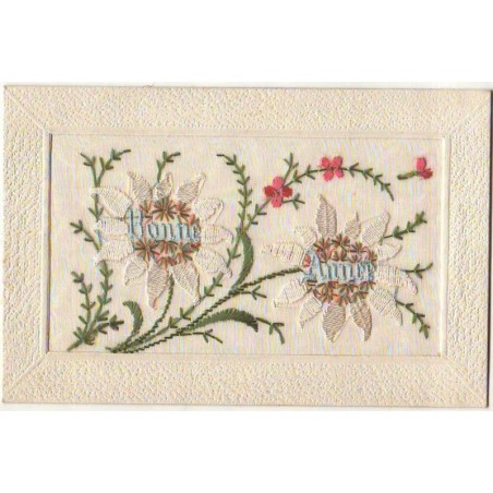 n°12854 - Carte Brodée - Bonne Année - Edelweis