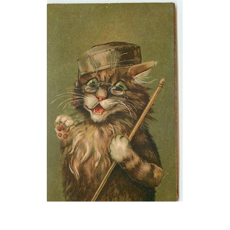 n°12867 - M. Boulanger - Chat portant des lunettes, un chapeau
