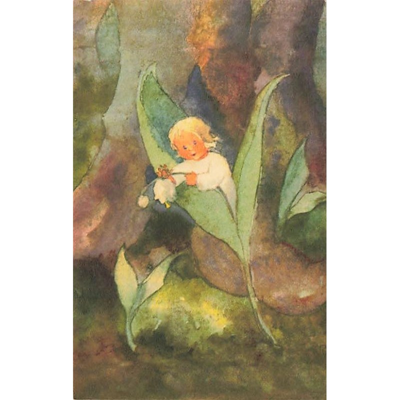 n°26606 - Illustrateur - Mili Weber - Enfant jouant avec une clochette de muguet