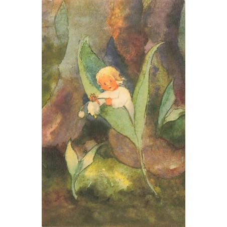 n°26606 - Illustrateur - Mili Weber - Enfant jouant avec une clochette de muguet