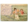 n°12874 - Deux jeunes femmes sortant de la mer - Baigneuses