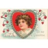 n°26628 - Carte Gaufrée - Clapsaddle - Saint-Valentin - To my Valentine - Fillette au milieu d'un coeur