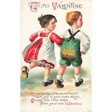 n°26629 - Carte Gaufrée - Clapsaddle - To my Valentine - Couple bras dessus bras dessous