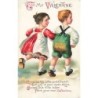 n°26629 - Carte Gaufrée - Clapsaddle - To my Valentine - Couple bras dessus bras dessous