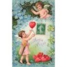 n°26632 - Carte Gaufrée - Amitié Sincère - Anges se passant des coeurs