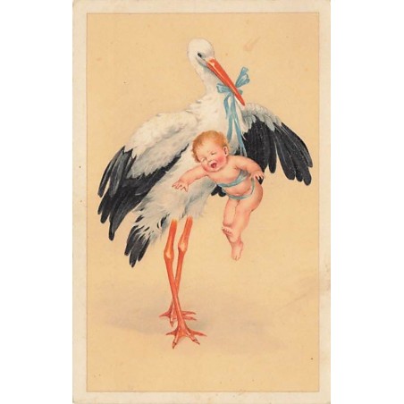 n°26633 - Fantaisie - 371 - Cigogne portant un bébé