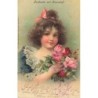 n°26638 - JC Schmidt - Postkarte mit Rosendfuft - Jeune fille avec un bouquet de roses