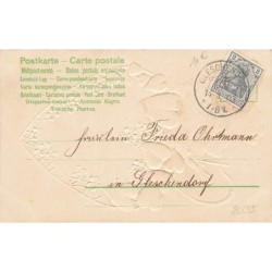n°26639 - Carte Gaufrée - Clapsaddle - Fillette jouant de la lyre, au-dessus d'un coeur