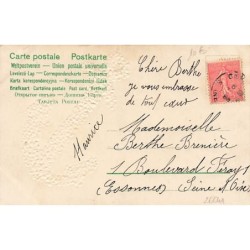 n°26641 - Carte Gaufrée - Clapsaddle - Dans l'Esperance : la joie du coeur - Enfant avec des fleurs près d'une ancre
