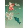 n°26647 - Carte Gaufrée - Clapsaddle - Ange sur des marguerites regardant un poisson
