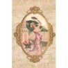 n°26651 - Carte Gaufrée - Soie - Jeune femme dansant avec un tambourin
