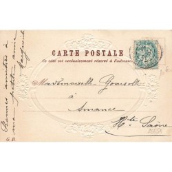 n°26651 - Carte Gaufrée - Soie - Jeune femme dansant avec un tambourin