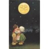 n°26657 - Illustrateur - E. Colombo - Couple d'enfants s'embrassant au clair de lune humanisée