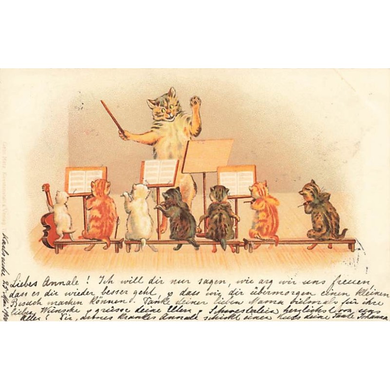 n°26661 - Fantaisie - Style Wain - Chats jouant de la musique