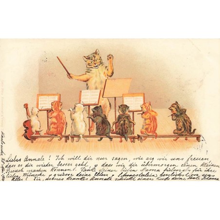 n°26661 - Fantaisie - Style Wain - Chats jouant de la musique
