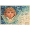 n°26663 - Ange - Vergiss mein nicht - Ange regardant en l'air au milieu de myosotis