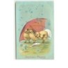 n°12883 - Carte Gaufrée - Joyeuses Pâques - Poussins sous un parapluie