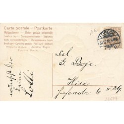 n°26677 - Carte Gaufrée - Nouvel An - Fröhliches Neujahr - Homme avec un gros ventre tenant une lettre