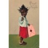 n°26679 - Carte Gaufrée - 7942 - Prosit Neujahr - Jeune fille noire tenant une lettre