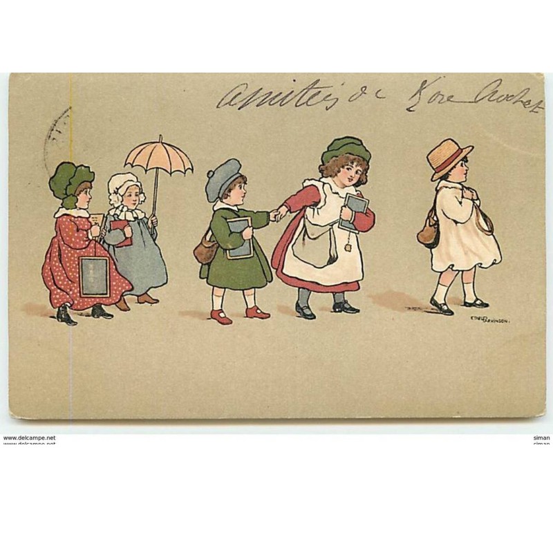 n°10309 - Carte Illustrateur - Ethel Parkinson - Enfants allant à l'école