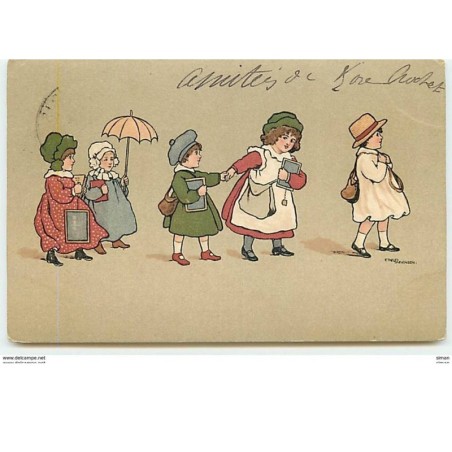 n°10309 - Carte Illustrateur - Ethel Parkinson - Enfants allant à l'école