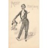 n°26684 - Nouvel An - Prosit Neujahr - Homme faisant sortir des cochons de son chapeau 1900 1901
