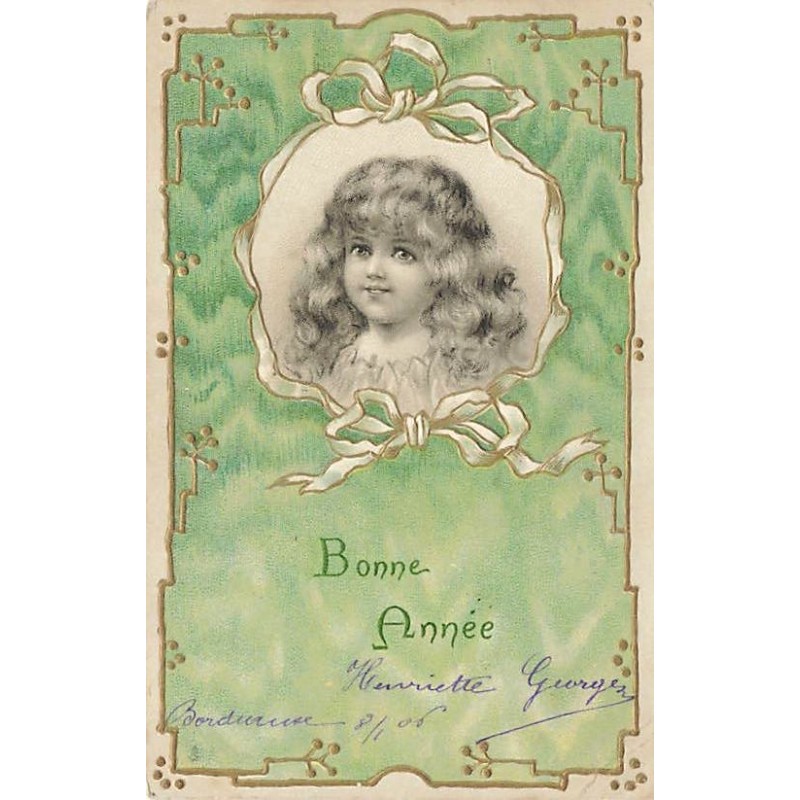 n°26687 - Carte Gaufrée - Serie 392 - Bonne Année - Portrait d'une fillette