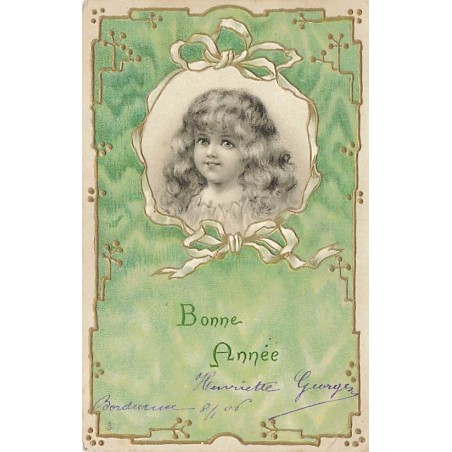 n°26687 - Carte Gaufrée - Serie 392 - Bonne Année - Portrait d'une fillette