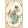 n°26702 - Carte Gaufrée - Ser 151 - Art Nouveau - Jeune femme assise près d'un perroquet, s'éventant