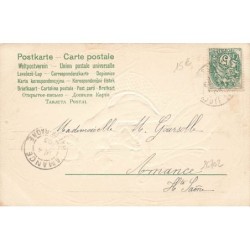 n°26702 - Carte Gaufrée - Ser 151 - Art Nouveau - Jeune femme assise près d'un perroquet, s'éventant