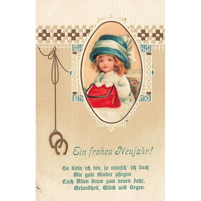 n°26711 - Carte Gaufrée - Clapsaddle - Nouvel An - Ein Frohes Neujahr - Fillette tenant un sac